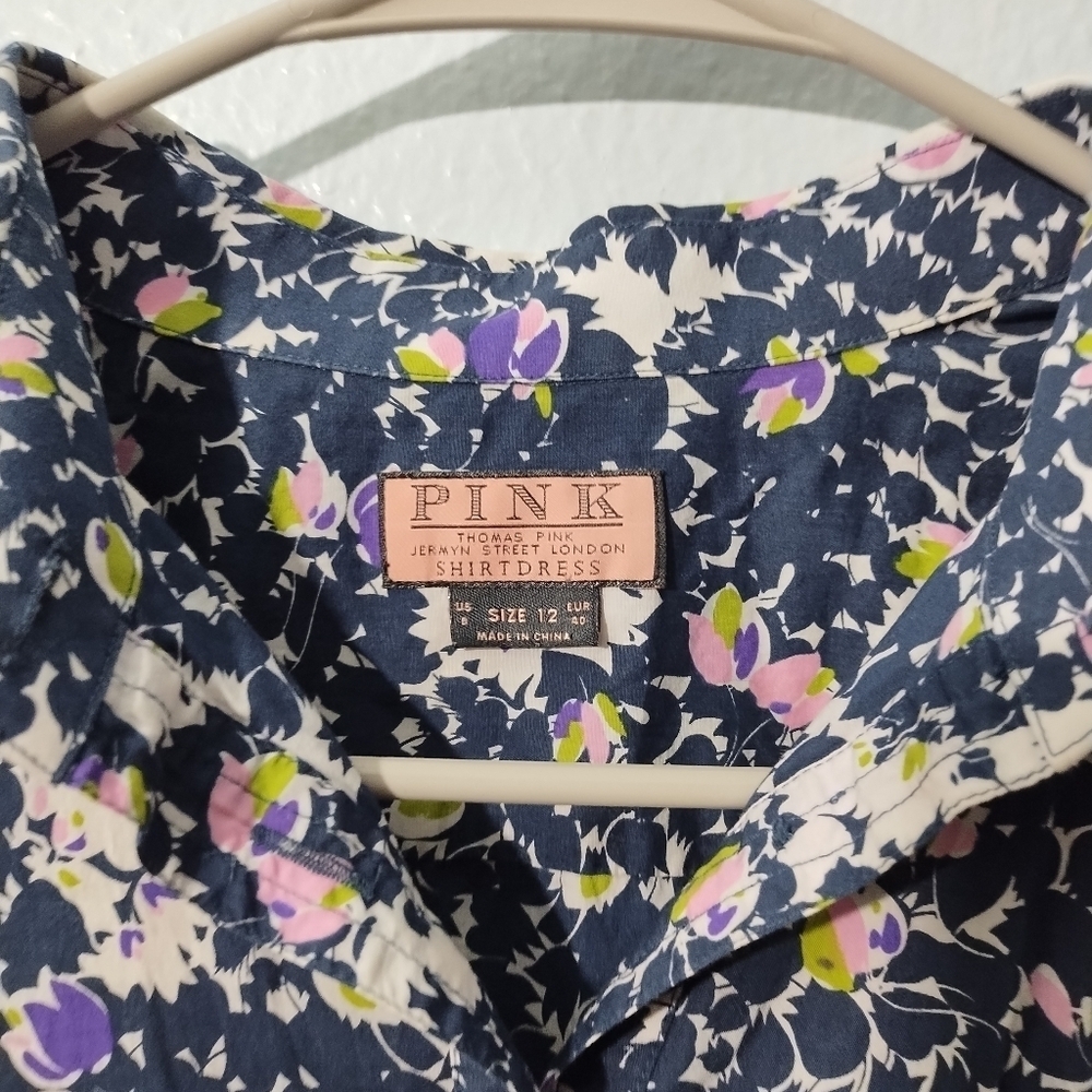 PINK by Thomas Pink Floral Button Up Shirt Preppy Casual Office Dress US Sz 8 - Picture 7 of 7